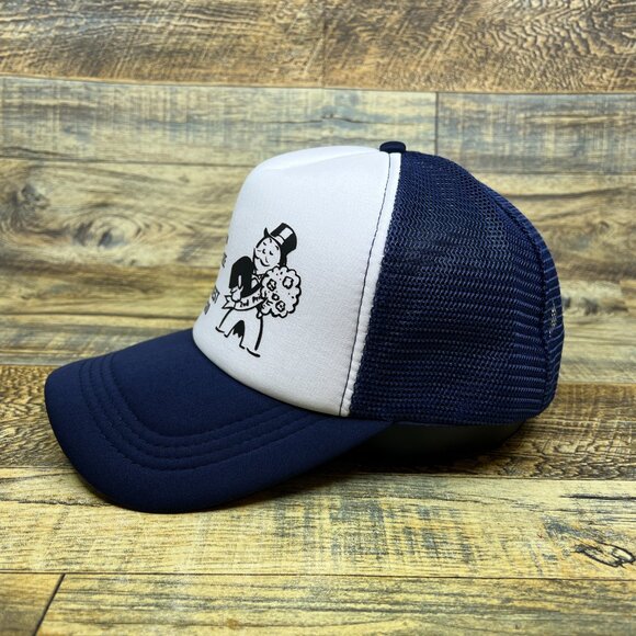 Monopoly Beauty Contest Mens Trucker Hat Navy Snapback Retro Logo Baseball Cap - Picture 4 of 8